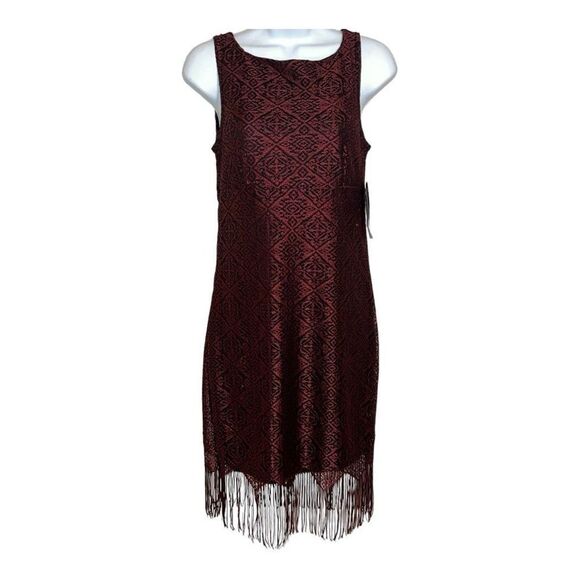 Heart Soul Beautiful vintage, made in the USA, deep red lace fringe mini dress - Picture 1 of 5
